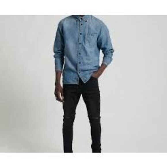 ONE TEASPOON HOMME LIBERTY SHIRT BLUE - Picture 2 of 9